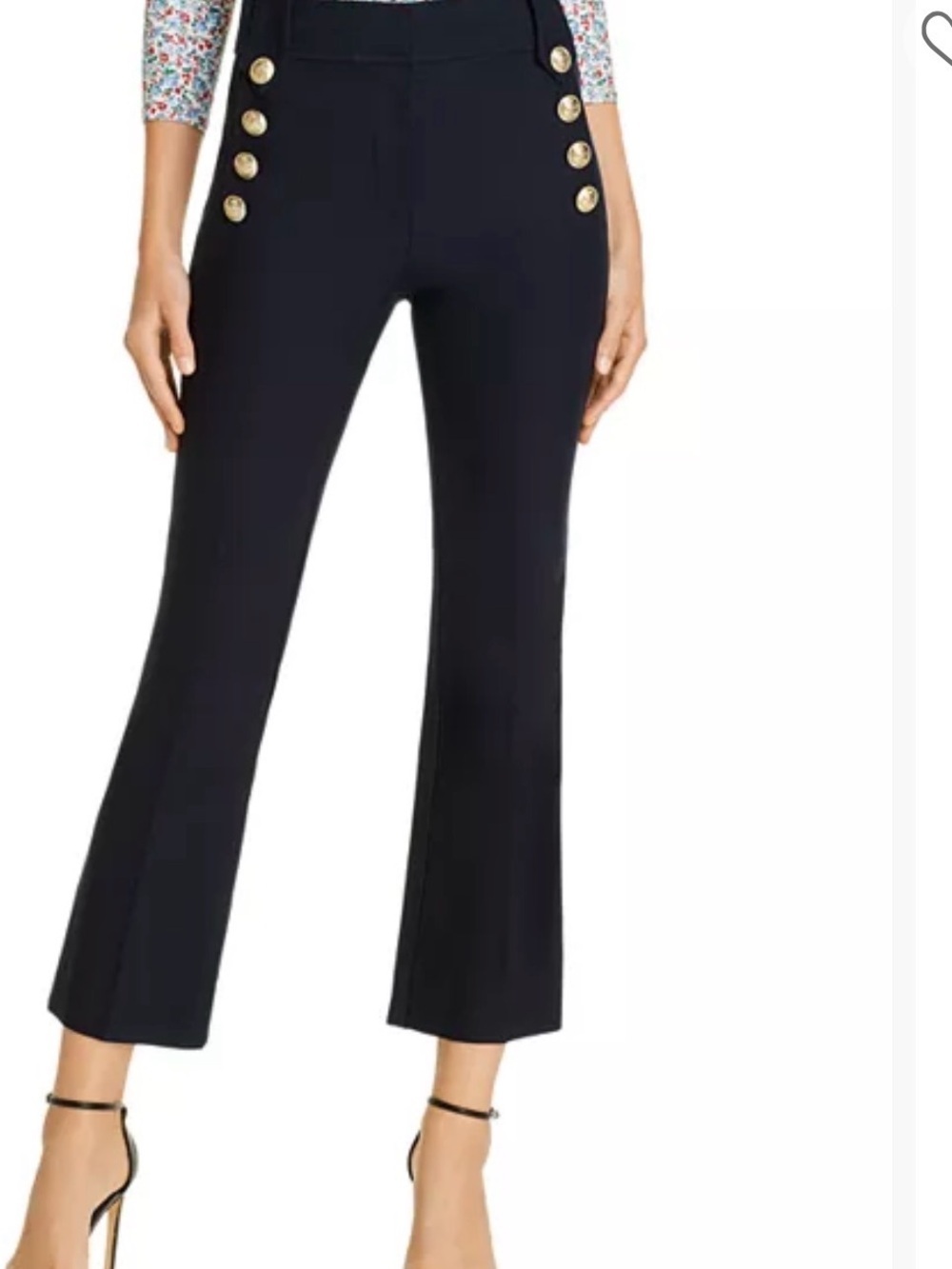 Sailor-Button Cropped Flare Pants - Black